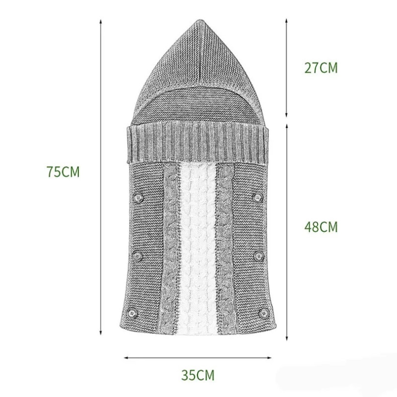 Grey Pink Crib Baby Cart Envelope Crochet Sleeping Bag for Babies 74x35cm